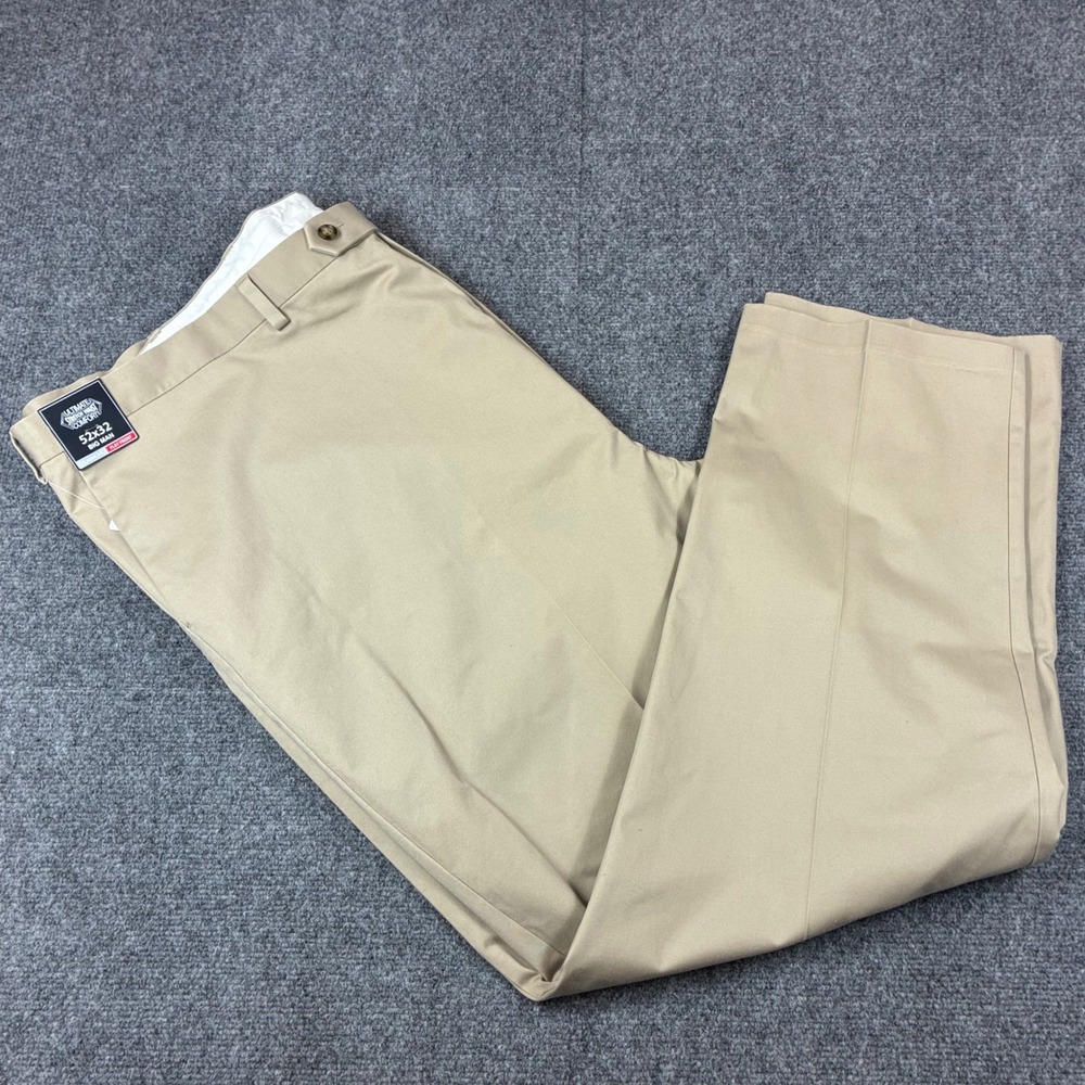 Roundtree & Yorke TravelSmart Khaki Pants Mens 52x32 Big Man Classic Flat Front